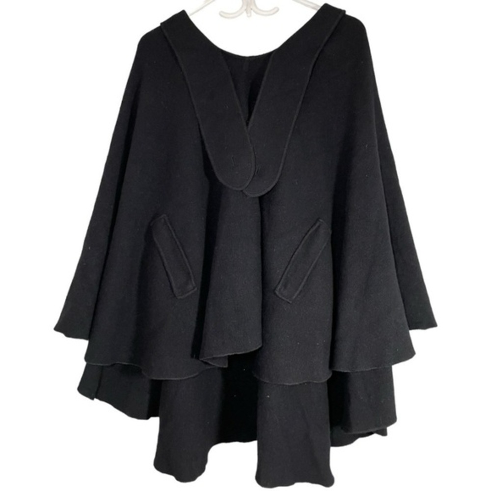YVES SAINT LAURENT Made in Italy Black Poncho Cape size M